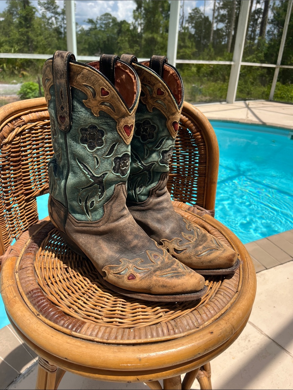 DAN POST vintage bluebird snip toe cowgirl boots 8.5